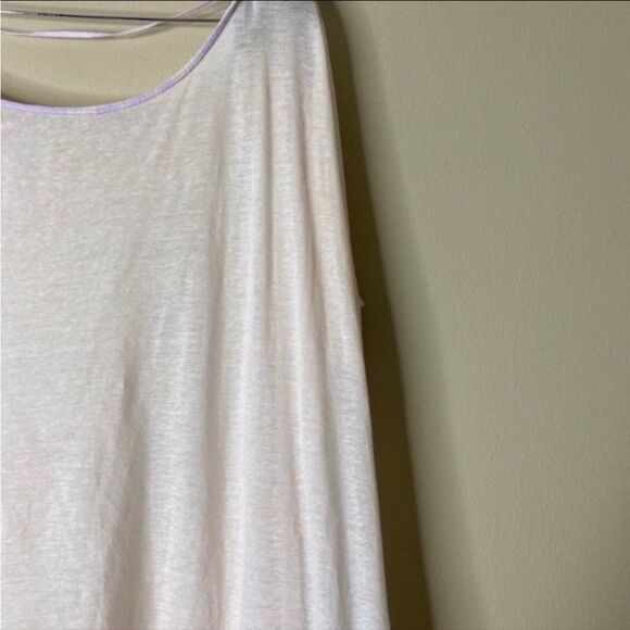 Free People Pluto Linen Blend one shoulder Drape Oversized Burnout tee Shirt S - Picture 7 of 16